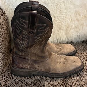 Ariat square toe work boot - 10D - brown